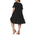 thumbnail image 4 of DARING DIVA Women's Plus Size V Neck Ruffle Sleeve Swing A Line Tiered Dress 1X Black, 4 of 6