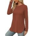 thumbnail image 2 of Fantaslook Long Sleeve T Shirts for Women Crew Neck Curve Hem Tunic Tops Casual Fall Shirts, 2 of 7