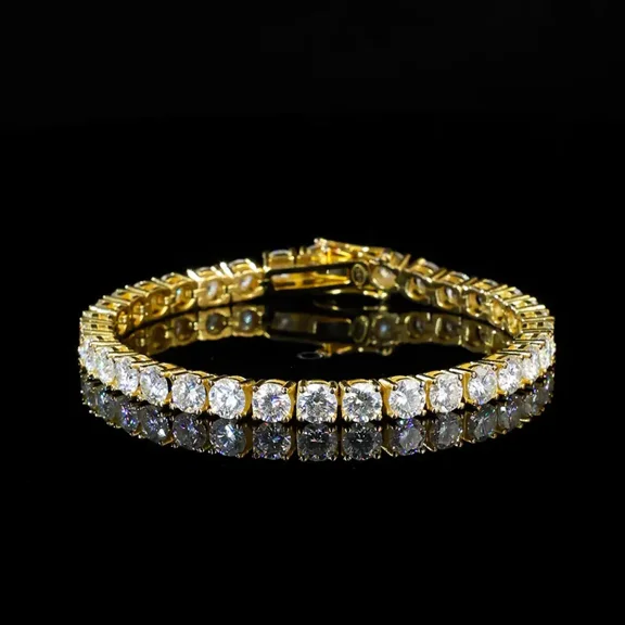 13.20ct Round Cut Lab created Diamond Tennis Bracelet, Delicate Bracelet, Statement Bracelet Gift for Her for Women Yellow Gold Plated sterling sliver