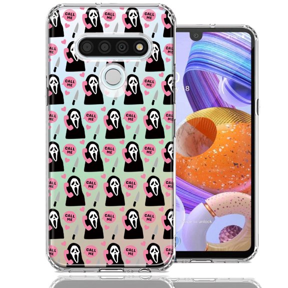 MUNDAZE LG K51 Pink Horror Valentine Character Ghostface Boyfriend Call Me Hearts Double Layer Phone Case Cover