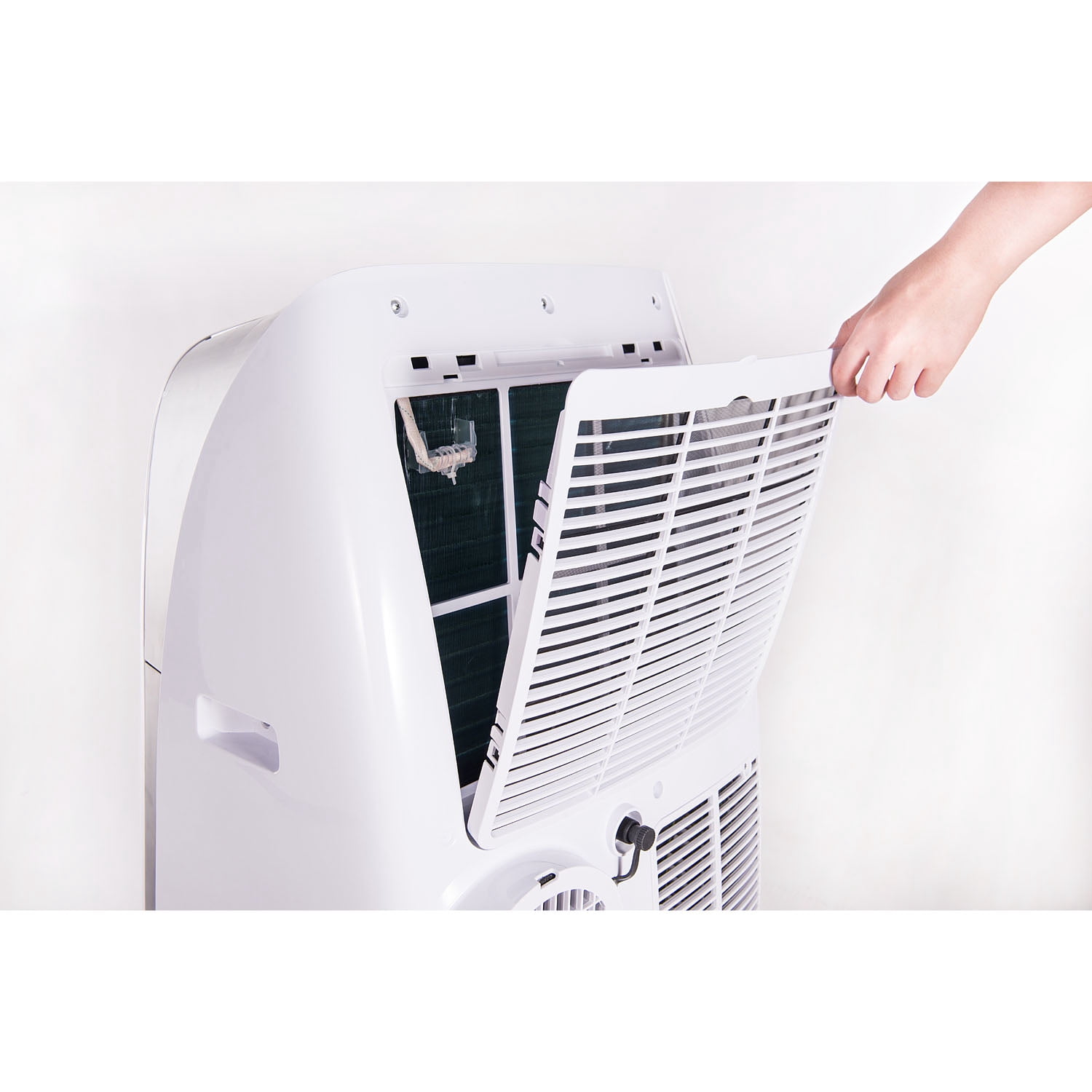 Honeywell HL10CESWB 10,000 BTU 115V Portable Air Conditioner for Rooms Up To 450 Sq. Ft. with Remote Control, White/Blue