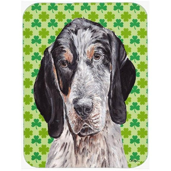 Blue Tick Coonhound Lucky Shamrock St. Patricks Day Mouse Pad, Hot Pad Or Trivet, 7.75 x 9.25 In.