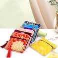thumbnail image 4 of Chinese Style Brocade Hand Embroidery Tassel Pendant Zipper Small Jewelry Ring Gift Storage Pouch Bag Satin Coin Key Purse B, 4 of 6