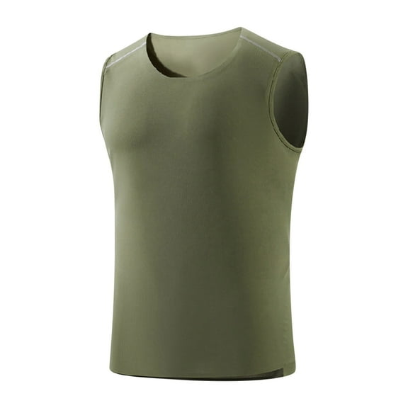 New Summer Arrivals YLSDY Men's Sleeveless Workout Swim Shirt Quick Dry Athletic Running Gym Muscle Beach Tank Top Cut Off Undershirts Vest Army Green L