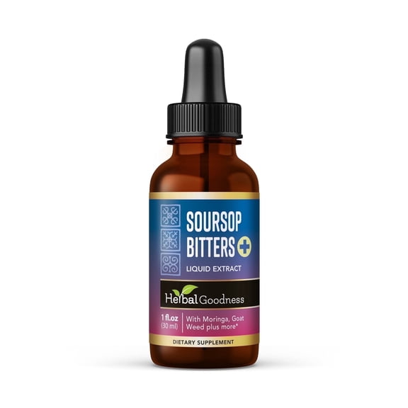 Soursop Bitters Liquid Extract 1fl.oz - Organic Guanabana Leaf Supplement, Graviola, Gut Health & Colon Cleanse - Herbal Goodness