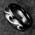thumbnail image 4 of 8mm Men's Wedding Bands Black Tungsten Ring with Wave Pattern Polished Finish Size 7-12, 4 of 5