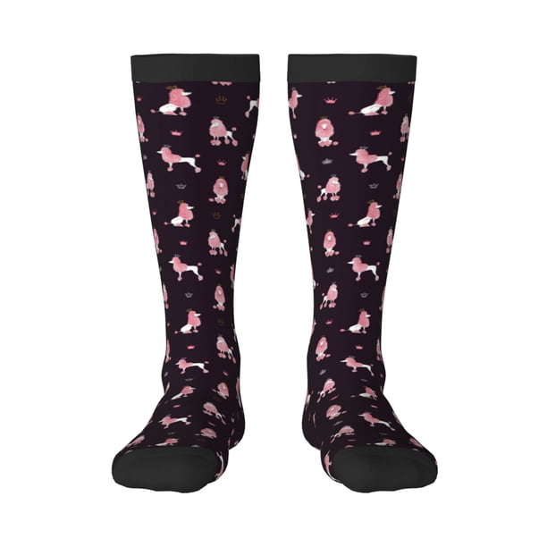 Fotbe Poodle Dog Calcetas Divertidas Estampadas para Hombre y Mujer, Calcetas de Algodón hasta la Rodilla para Caminar, Correr, Enfermería y Embarazo