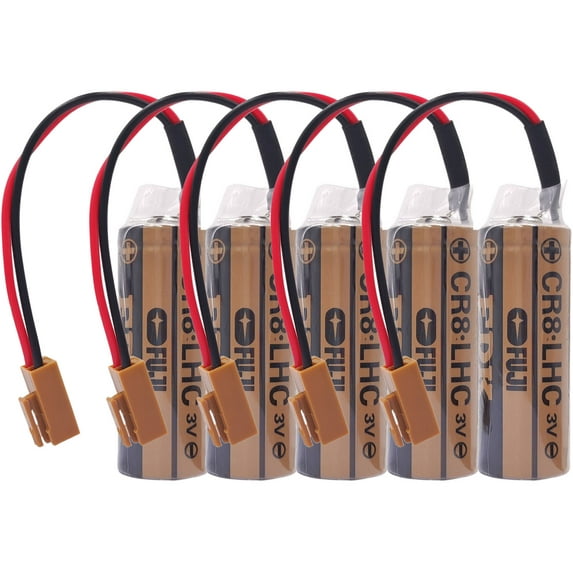 5 PCS CR8-LHC 3V 2600mAh Replacement Lithium Battery for Fuji CR8-LHC PLC Controller Backup Battery