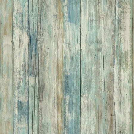 RoomMates Blue Distressed Wood Peel and Stick Wall Décor Wallpaper