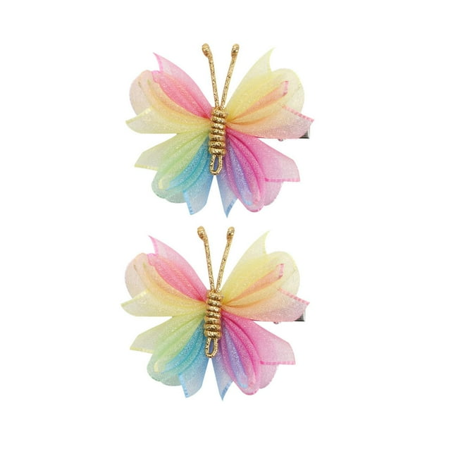 2x Pinces à Cheveux Papillon Queue de Cheval Mignon pour Enfants Cheveux Bouclés Maille Légère Colorée
