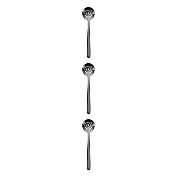 Advancent Cuchara de acero inoxidable con diseño en espiral, cuchara lavable para café, bebida, restaurante, herramienta para ceremonia de boda, Negro 3piezas Advancent CBP187132