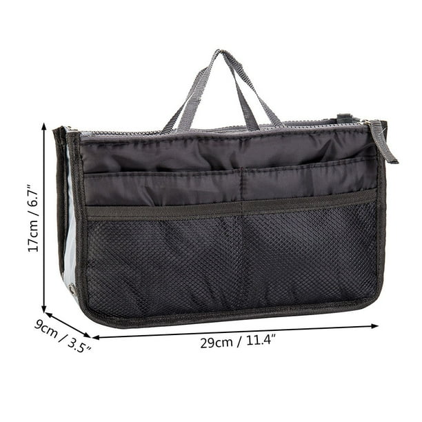 Adifare Handbag Organiser Insert Expandable Liner Bag Pouch Zipper Closure Tote Organiser Diaper Bag Cosmetic Travel Bag Liner Pouch With Handle