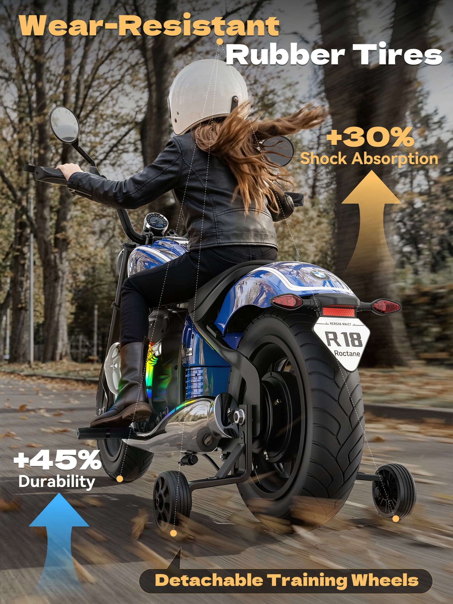 TOKTOO BMW Licensed 24V Electric Dirt Bike for Big Kids, Electric Motorcycle for Kid Age 8-12Y, 200W Power Motor Ride on Toy, Max 13.05MPH&12 Miles Long-Range, Twist-Grip Throttle, Lights&Music, Blue