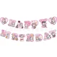 thumbnail image 3 of Lindo juego de vajilla para fiesta de cumpleaños con melodía de Sanrio, pancarta para tarta, adorno desechable, bandera colgante, globos con melodía, decoración de cumpleaños, 3 of 6
