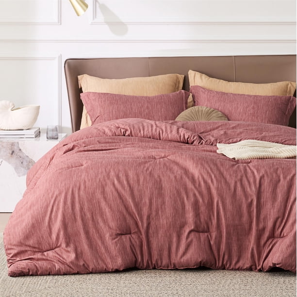 Juego de Edredón Bedsure Talla King Rosa Arcilla Suave para Todas las Estaciones