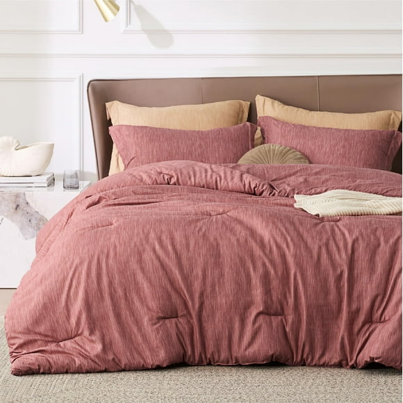 Juego de Edredón Bedsure Talla King Rosa Arcilla Suave para Todas las Estaciones