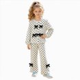 thumbnail image 3 of KPOPLK 2‑Piece Outfit Set for Girl Polka Dot Bubble Long‑Sleeve Top Elastic Waist Pants Cute Casual Clothes for Little Girls,Size 3-4 Years, 3 of 8