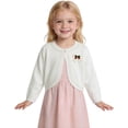 thumbnail image 2 of akafmk Toddler Girls Cropped Cardigan Ruffle Bolero Shrug One-Button Scalloped Lightweight Sweater Cover-Up Fall Outfits, Size 3-4 Years, 2 of 7