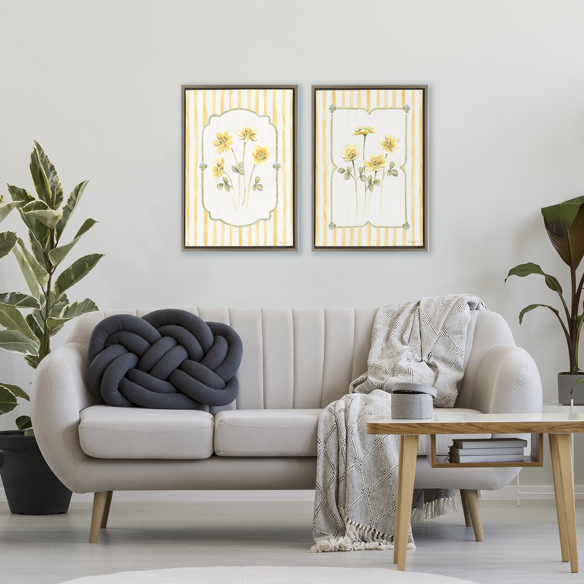 Stupell Industries Sweet Honey Blooms 2 Piece Brown Framed Floater Canvas Set, design by Beth Grove