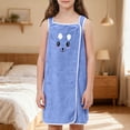 thumbnail image 4 of UJNDER Girls Wearable Hooded Thick Absorbent Coral Cartoon Print Bath Towel Wrap Robe Dress for Kids Girls Robe,Blue,One Size, 4 of 4