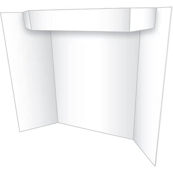 Tri-Fold Project Board White, 1 Ply w/Built-in 4″ Header, 36″x48″, 12/case (27367B)