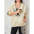 thumbnail image 5 of Unisex Vintage Hoodies Punk Spider Web Print Zipped Hooded Sweatshirts Grunge Long Sleeve Loose Coat for Autumn, 5 of 9