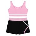 thumbnail image 3 of Xnihocha Kids Girls Gymnastic Ballet Dance Outfits Sleeveless Crop Tops and Booty Shorts Tracksuits Pink 14, 3 of 7