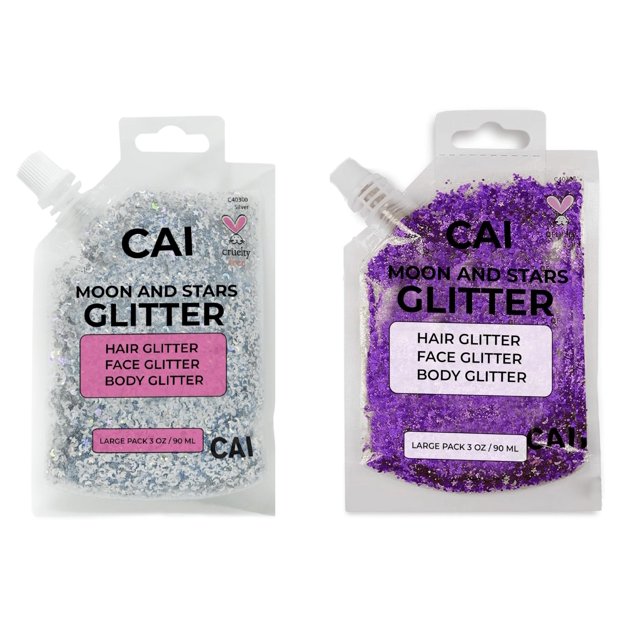 Gel con purpurina CAI BEAUTY NYC para rostro y vello para Halloween, 90 ml, 2 unidades