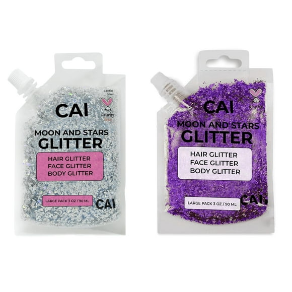 Gel con purpurina CAI BEAUTY NYC para rostro y vello para Halloween, 90 ml, 2 unidades