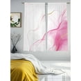 thumbnail image 3 of Pink Water Ripple Sheer Curtains 63 Inches Long 2 Panels Vintage Abstract Light Filtering Semi Sheer Window Curtains Drapes for Bedroom Living Room 52"x63", 3 of 7