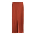 thumbnail image 4 of HH TRAF Falda de verano para mujer, con cintura elástica, ajustada, de estilo vintage, con dobladillo con abertura, de punto, estilo urbano, 4 of 5