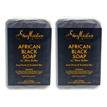 African Black Soap Bar Acne Prone and Troubled Skin by for Unisex - 8 oz Bar Soap - Pack of 2