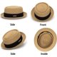 thumbnail image 4 of Women's 1920s Pork-Pie-Sun-Hat - Summer Straw Fedora Beach Sun Hat Boater Derby Cap with Band(M/L), 4 of 5