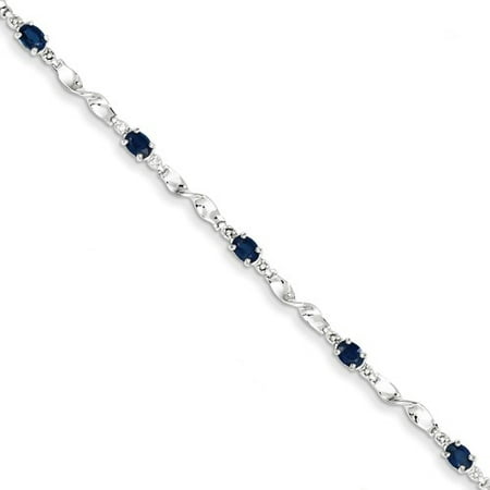 14K White Gold w/ Diamond and Sapphire Gemstone Bracelet. Gem Wt- 1.98ct
