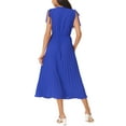 thumbnail image 3 of INSPIRE CHIC Women's Casual Sleeveless High Waist V Neck Flowy Ruffle Pleated Midi Dress, 3 of 5