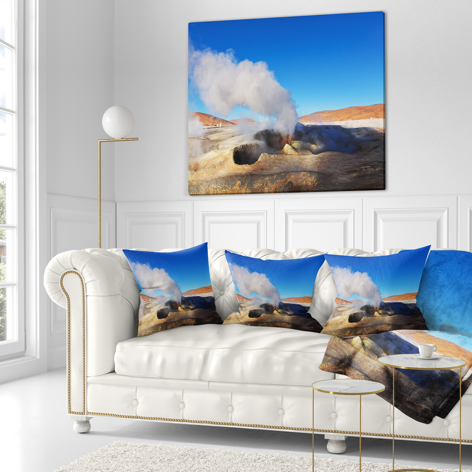 Designart Geyser Sol De Manana Bolivia - Landscape Printed Throw Pillow - 16x16
