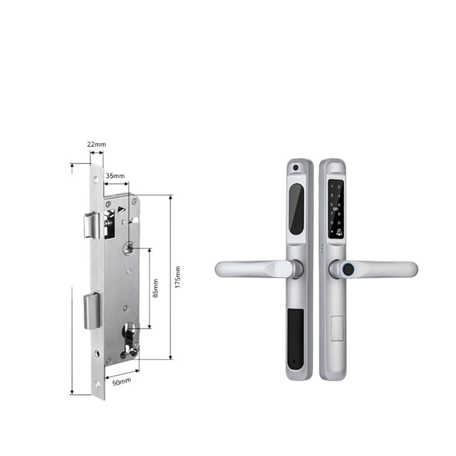 Tuya App Waterproof Smart Door Lock Aluminum Biometric Lock Fingerprint Door Handle Digital Keyless Lock For Glass Sliding ,More Secure
