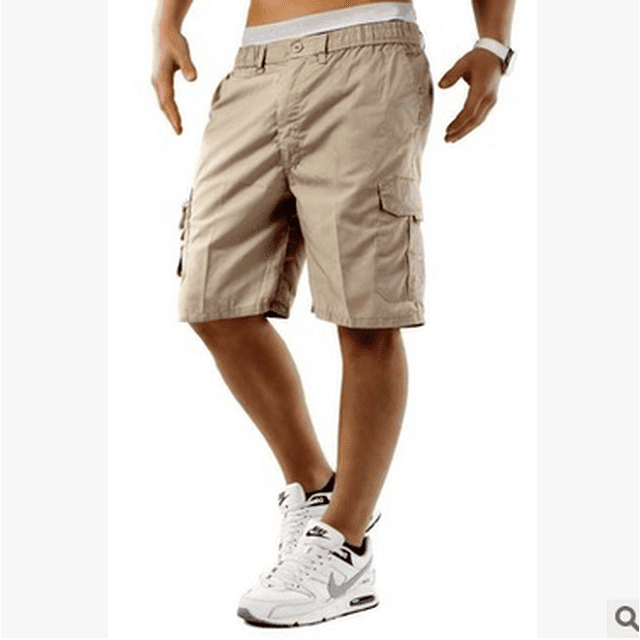Lucakuins - Pantalones cortos deportivos sueltos para hombre, informales, elásticos, para playa, vacaciones, cintura alta, pantalones de media longitud Lucakuins moda