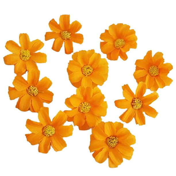 10 cabezas de margaritas artificiales, flores falsas, regalo DIY, decoración floral naranja