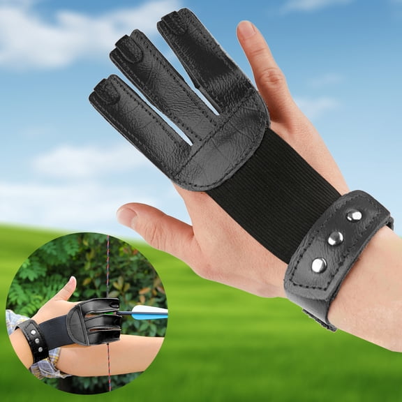 Runzkzy Archery Shooting Protective Gear Three Finger Finger Guard Cowhide Archery Shooting Protective Cover