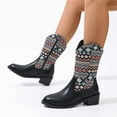 thumbnail image 4 of Oyedens Bohemia Mid Calf Cowboy Boots for Women Ethnic Heels Wide Calf Cowgirl Riding Boots, 4 of 8