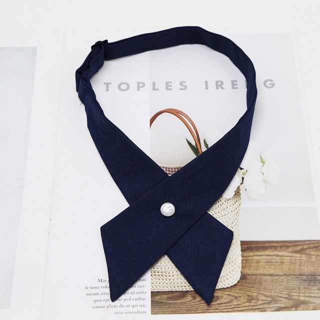 Pajarita informal japonesa y coreana con estampado de cruz jk, pajarita de color sólido para hombres y mujeres, pajarita de uniforme profesional con cuello de flor