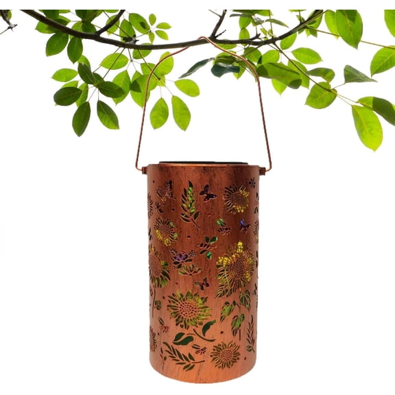 Colorful Sunflower Solar Lantern, Metal Waterproof Hanging for Outdoor Garden