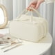 thumbnail image 4 of Bolsa de cosméticos portátil de gran capacidad con divisiones de tres capas para almacenamiento de tela., 4 of 6