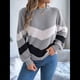 thumbnail image 5 of Suéter de Mujer, Informal, de Larga, Cuello Redondo, con Bloques de Color, de Punto. Gris M, 5 of 10