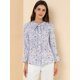 thumbnail image 3 of INSPIRE CHIC Blusa floral vintage de manga larga con cuello abotonado y pajarita para mujer Lavanda S, 3 of 6