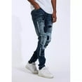 thumbnail image 5 of Crysp Denim Men's Kar Patch Panel Stitching Distressed Rips Skinny Fit Jeans (36, Blue), 5 of 7
