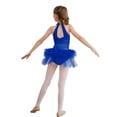 thumbnail image 2 of TSSOE Kids Girls Shiny Rhinestone Sleeveless Mock Neck Feather Tulle Skirted Leotard Ballerina Outfits Dancewear Royal Blue 6, 2 of 5