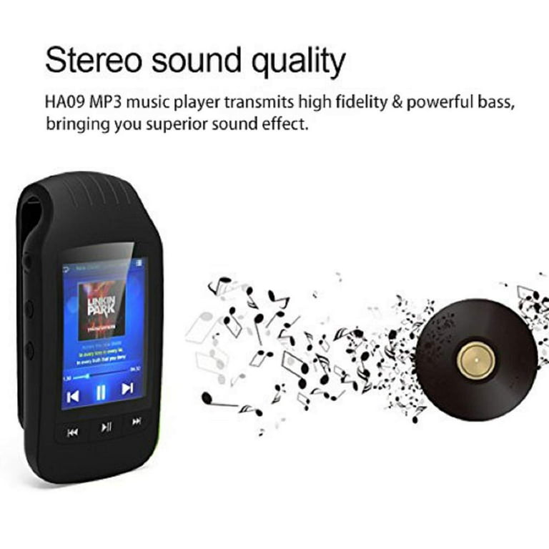 HOTT MP3 Player with Clip Bluetooth for Sport, 8 GB Music Player Lossless  Sound Support FM Radio Recorder Stopwatch Pedometer,Expandable up to 32 GB