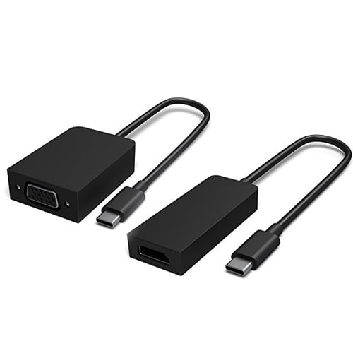 Surface USB-C to HDMI Adapter Black + Surface USB-C to VGA Adapter Black - Both Compatible Surface Book 2 - HDMI 2.0 Compatible - 4K-ready active format adapter - Allows you